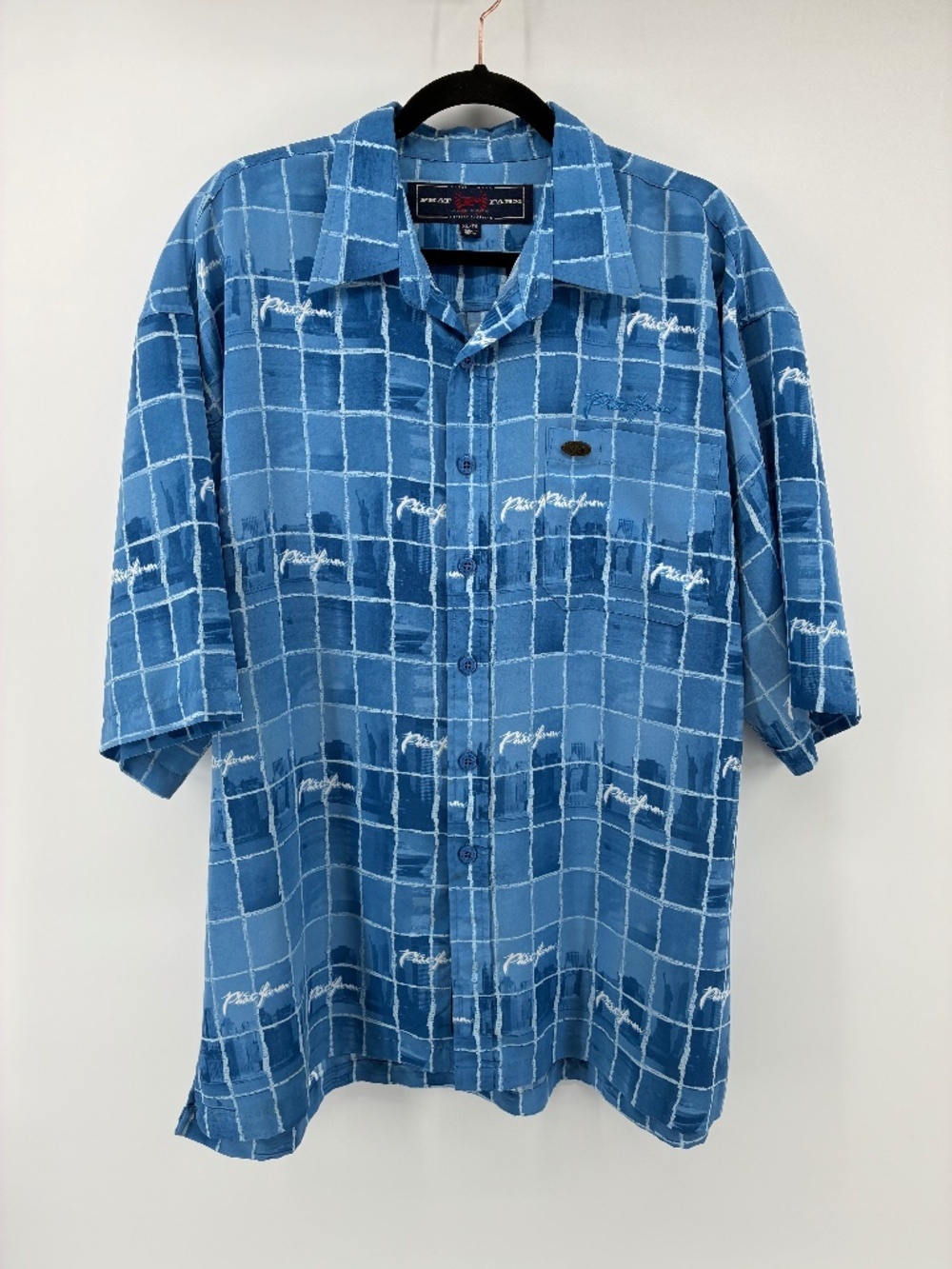 Phat Farm Blue Grid Pattern Shirt Y2K 00s